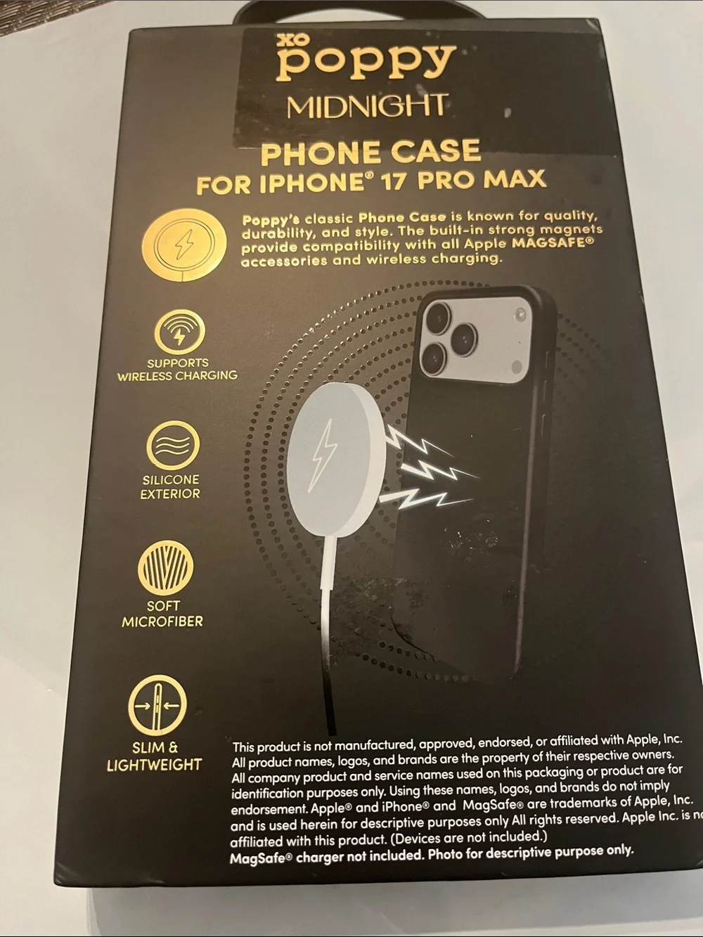 poppy Midnight MagSafe-Compatible Black Case for iPhone 17 Pro Max